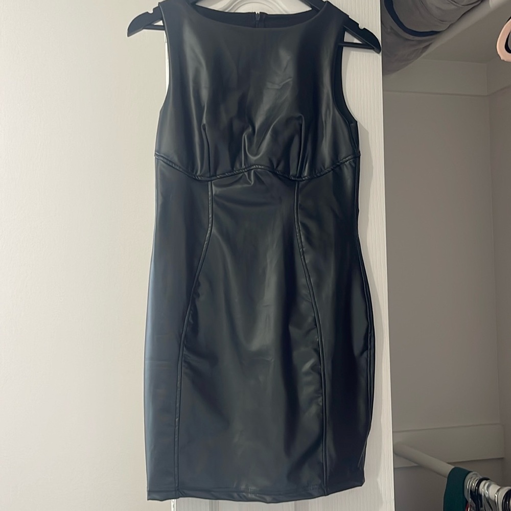 Black faux leather dress